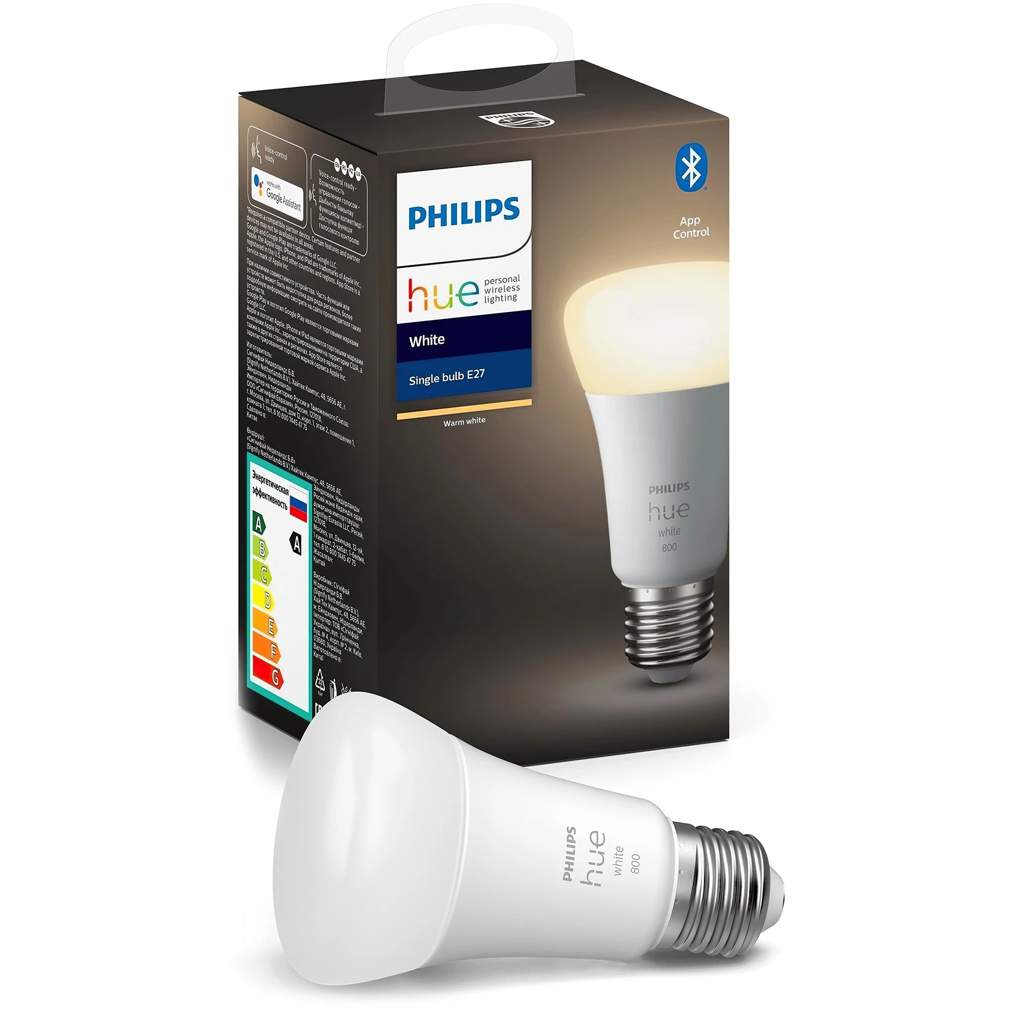 Розумна лампа Philips Hue Single Bulb E27 9W(60W) 2700K Bluetooth Dim - White (929001821618)