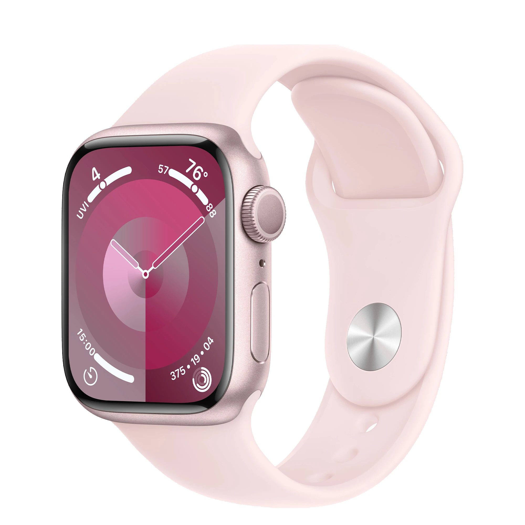 Apple Watch Series 9 GPS 41mm Pink Aluminum Case with Light Pink Sport Band - S/M (MR933)