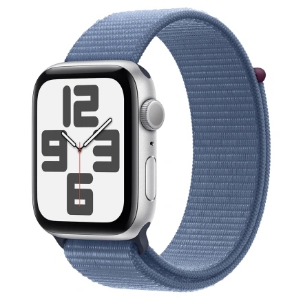 Apple Watch SE 2 2023 GPS 44mm Silver Aluminum Case with Winter Blue Sport Loop (MREF3)