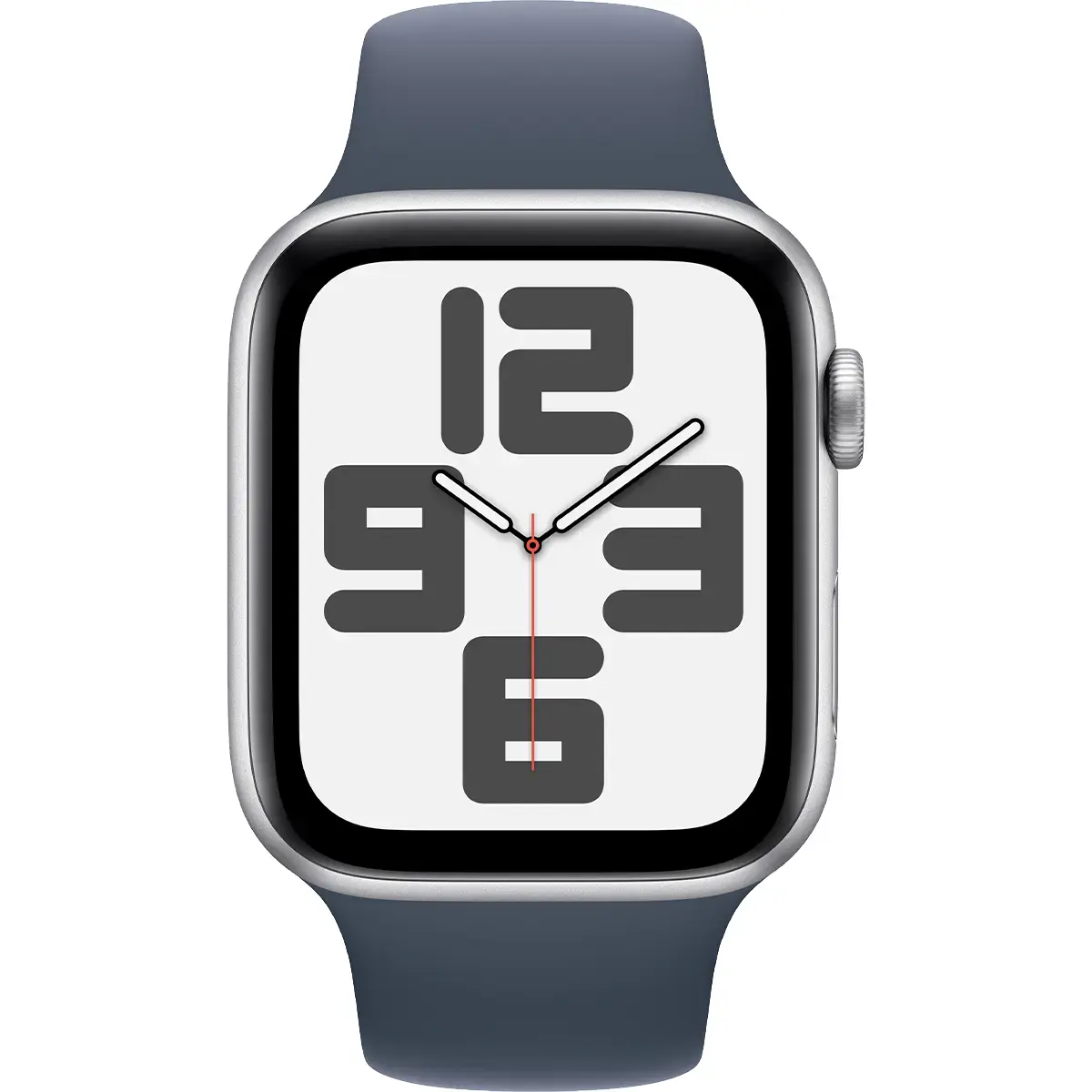 Apple Watch SE 2 2023 GPS + Cellular 44mm Silver Aluminum Case with Storm Blue Sport Band - M/L (MRHH3)