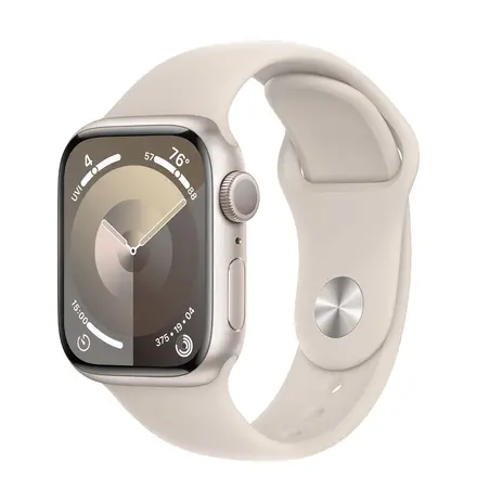 Apple Watch Series 9 GPS 41mm Starlight Aluminum Case with Starlight Sport Band - M/L (MR8U3)