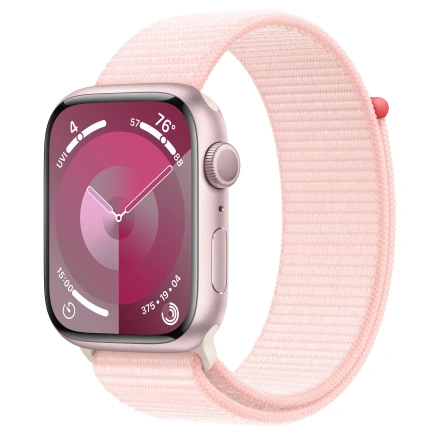 Apple Watch Series 9 GPS 45mm Pink Aluminum Case with Light Pink Sport Loop (MR9J3)