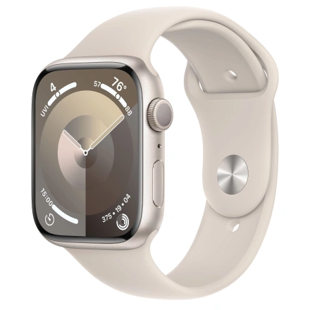 Apple Watch Series 9 GPS 45mm Starlight Aluminum Case with Starlight Sport Band - S/M (MR963)