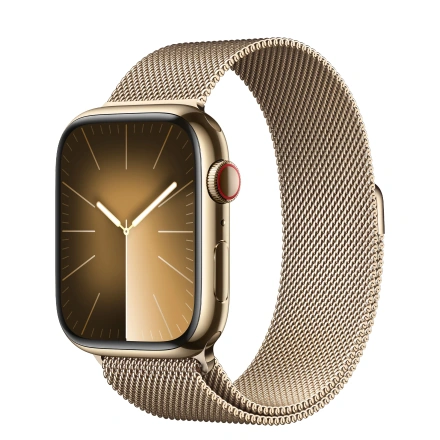 Apple Watch Series 9 GPS + Cellular 41mm Gold Stainless Steel Case with Gold Milanese Loop (MRJ73)