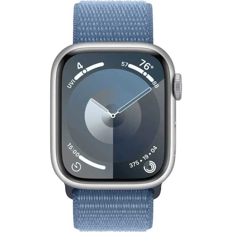 Apple Watch Series 9 GPS + Cellular 41mm Silver Aluminum Case with Winter Blue Sport Loop (MRHX3)