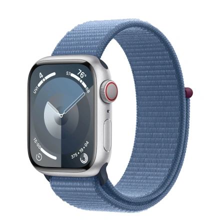 Apple Watch Series 9 GPS + Cellular 41mm Silver Aluminum Case with Winter Blue Sport Loop (MRHX3)