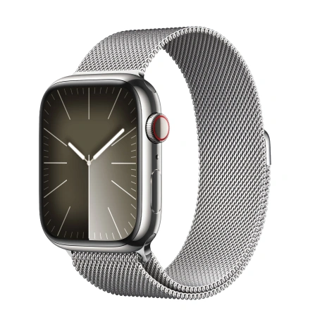 Apple Watch Series 9 GPS + Cellular 41mm Silver Stainless Steel Case with Silver Milanese Loop (MRJ43)