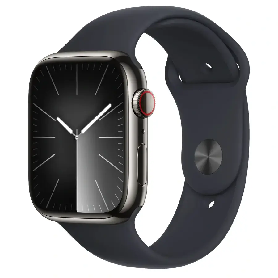 Apple Watch Series 9 GPS + Cellular 45mm Graphite Stainless Steel Case with Midnight Sport Band - S/M (MRMV3)