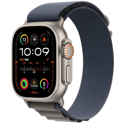 Apple Watch Ultra 2 GPS + Cellular 49mm Titanium Case with Blue Alpine Loop - Large (MREQ3)