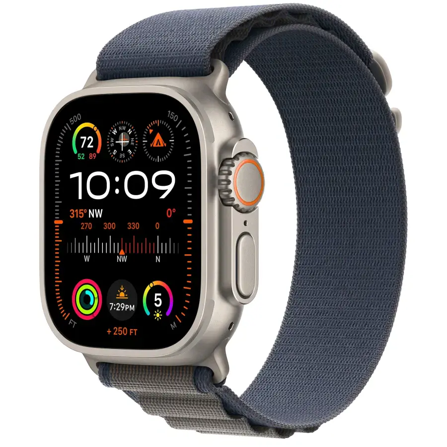 Apple Watch Ultra 2 GPS + Cellular 49mm Titanium Case with Blue Alpine Loop - Medium (MREP3)