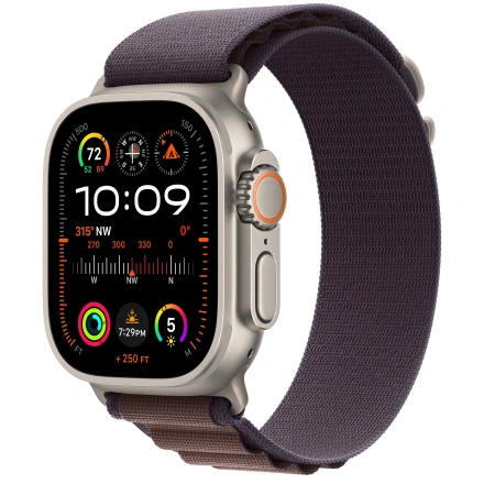 Apple Watch Ultra 2 GPS + Cellular 49mm Titanium Case with Indigo Alpine Loop - Medium (MRET3)