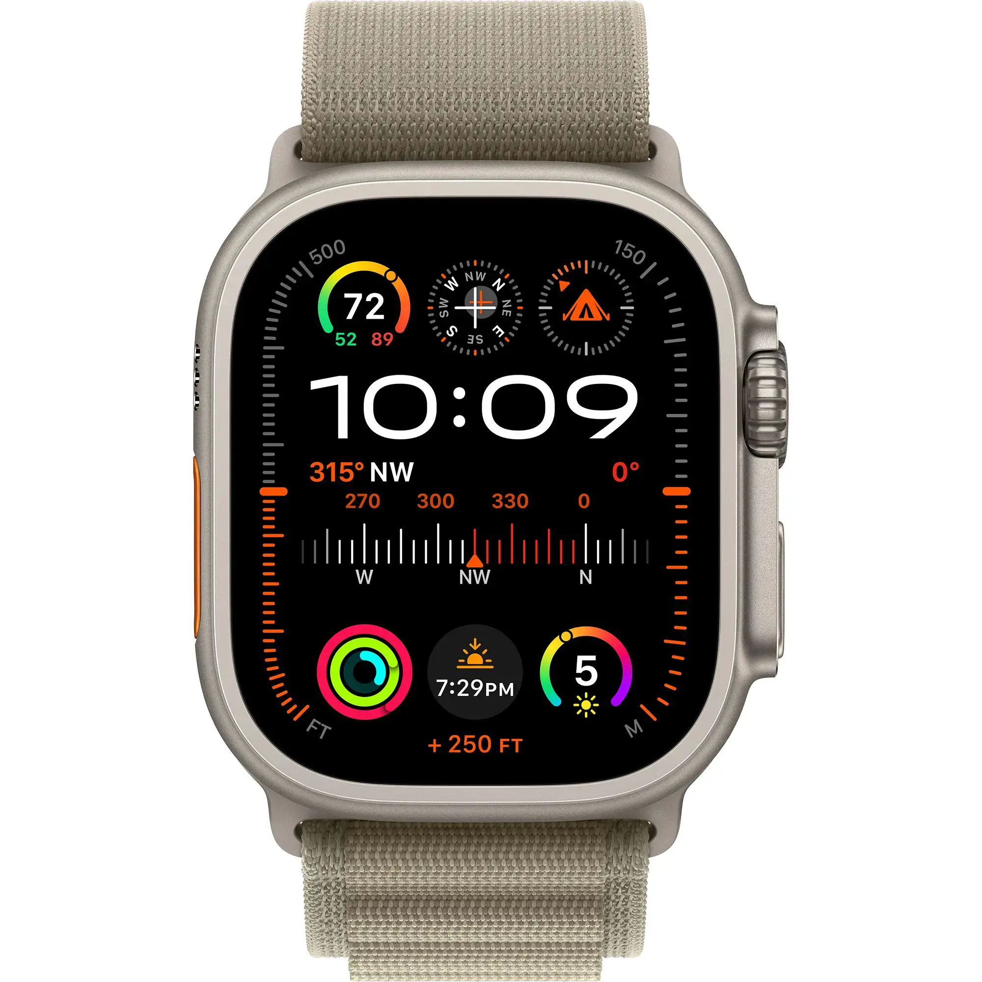 Apple Watch Ultra 2 GPS + Cellular 49mm Titanium Case with Olive Alpine Loop - Medium (MREY3)