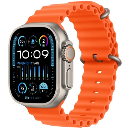 Apple Watch Ultra 2 GPS + Cellular 49mm Titanium Case with Orange Ocean Band (MREH3)