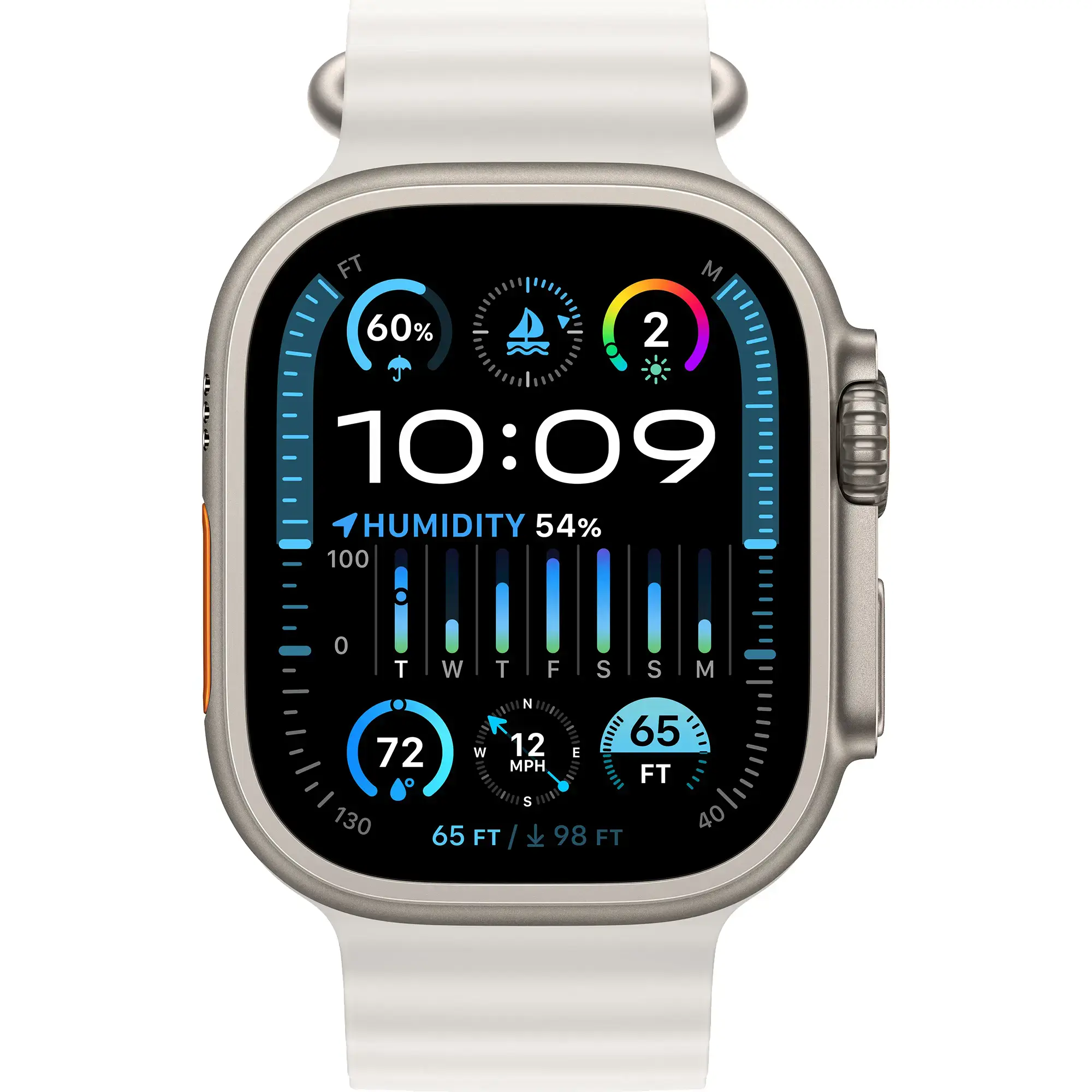 Apple Watch Ultra 2 GPS + Cellular 49mm Titanium Case with White Ocean Band (MREJ3)