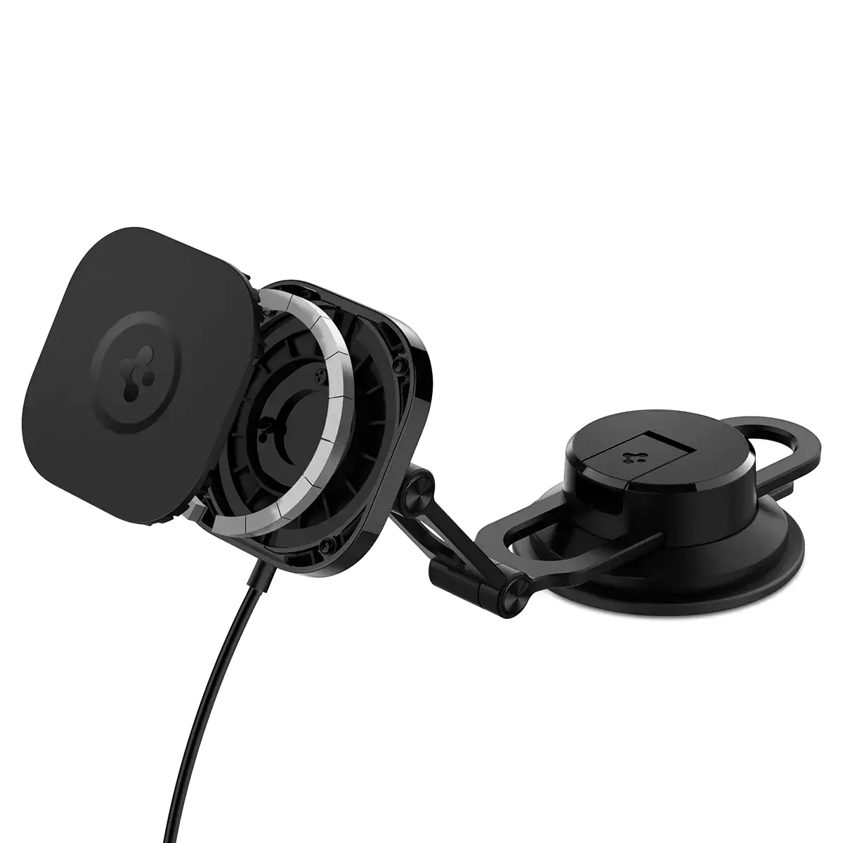 Автотримач з функцією бездротової зарядки 10W Spigen OneTap Pro 3 Black Dash Magnetic Car Mount (ACP04629)