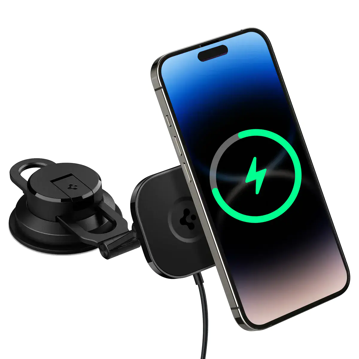 Автотримач з функцією бездротової зарядки 10W Spigen OneTap Pro 3 Black Dash Magnetic Car Mount (ACP04629)