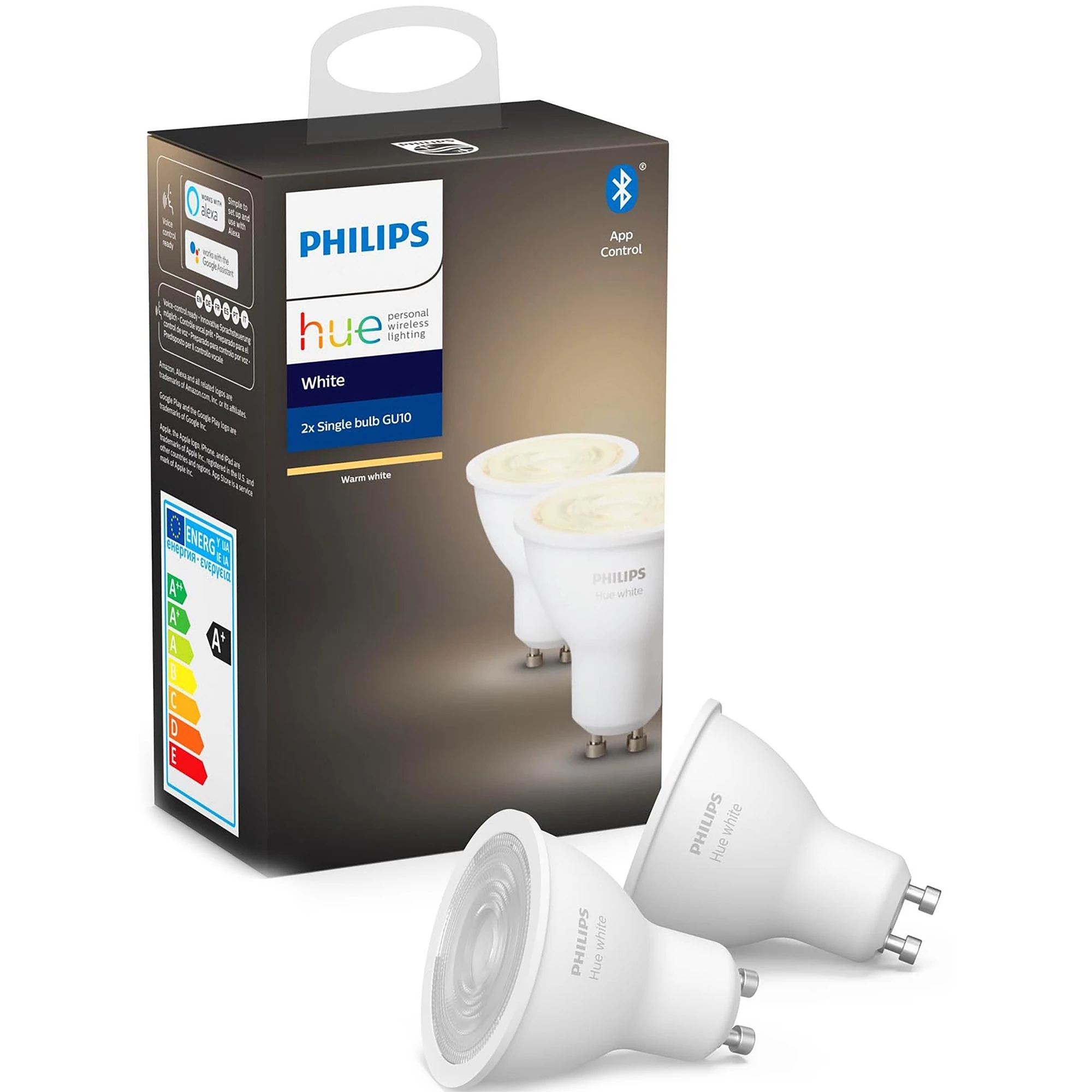 Комплект розумних ламп Philips Hue GU10 5.2W(57W) 2700K Bluetooth Dim 2 шт - White (929001953506)
