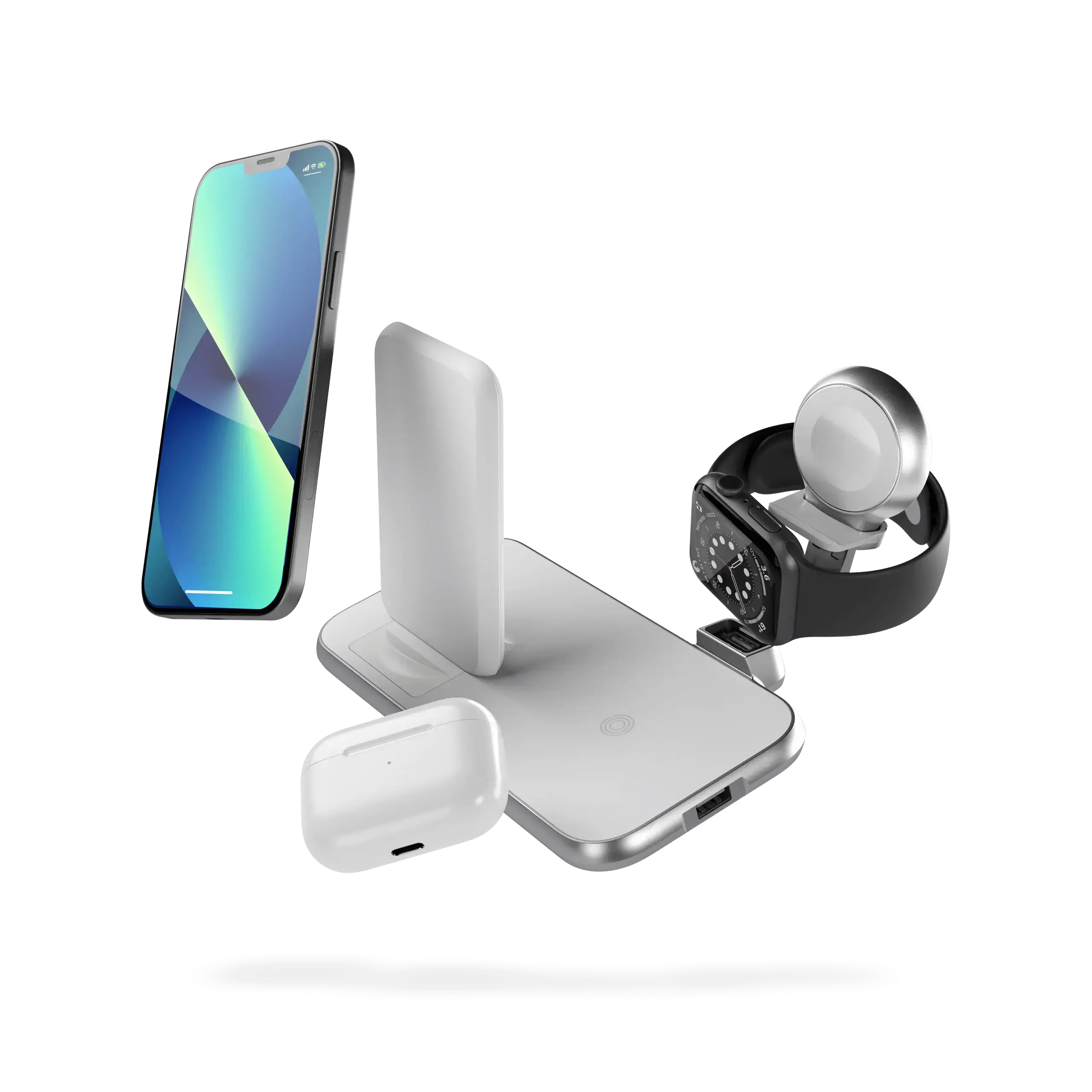 Бездротовий зарядний пристрій Zens 4 in 1 Stand + Watch Aluminium Wireless Charger - White (ZEDC15W/00)