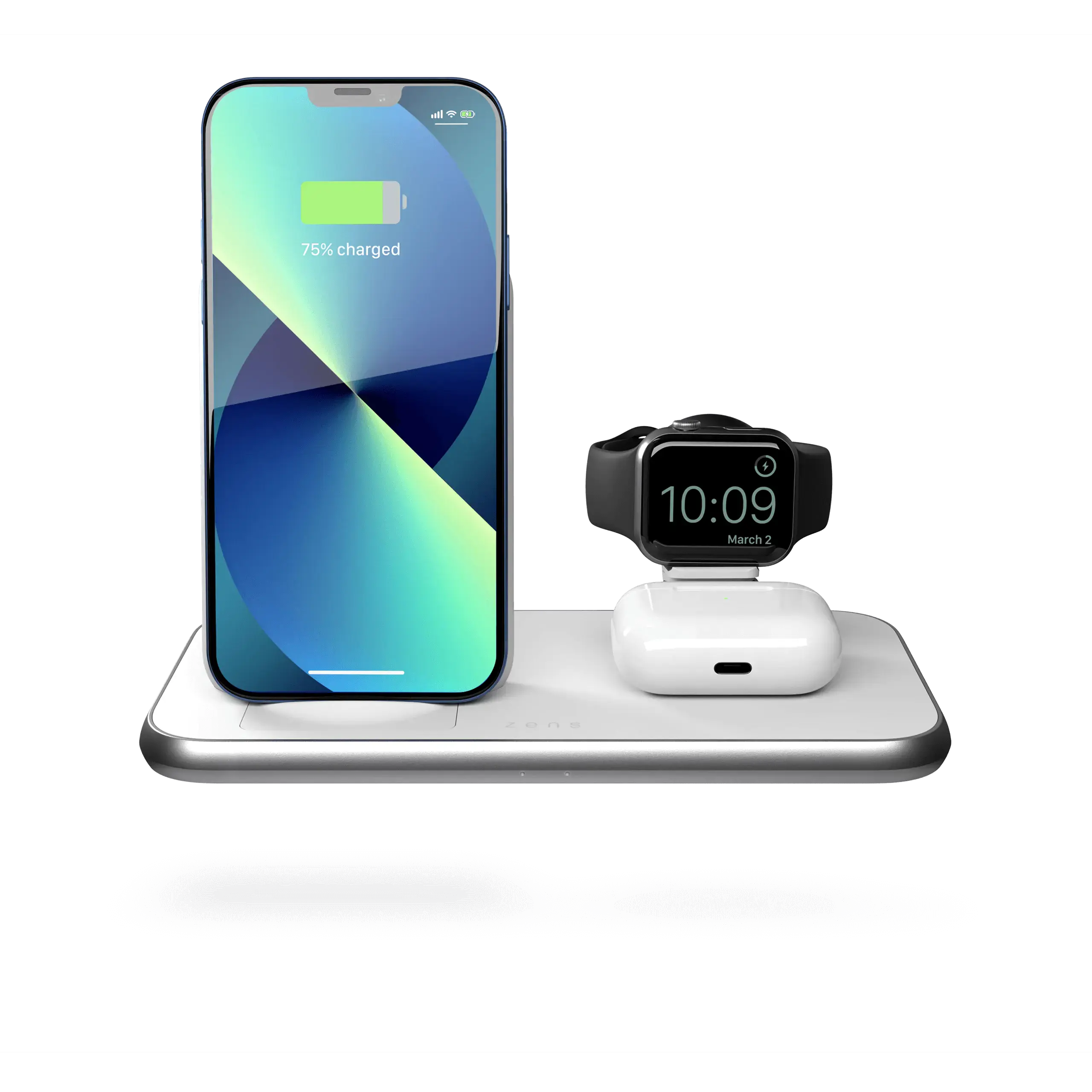 Бездротовий зарядний пристрій Zens 4 in 1 Stand + Watch Aluminium Wireless Charger - White (ZEDC15W/00)