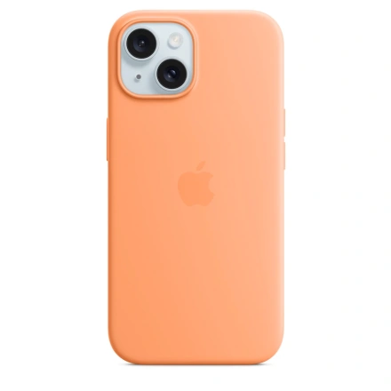 Чехол Apple iPhone 15 Silicone Case with MagSafe Lux Copy - Orange Sorbet