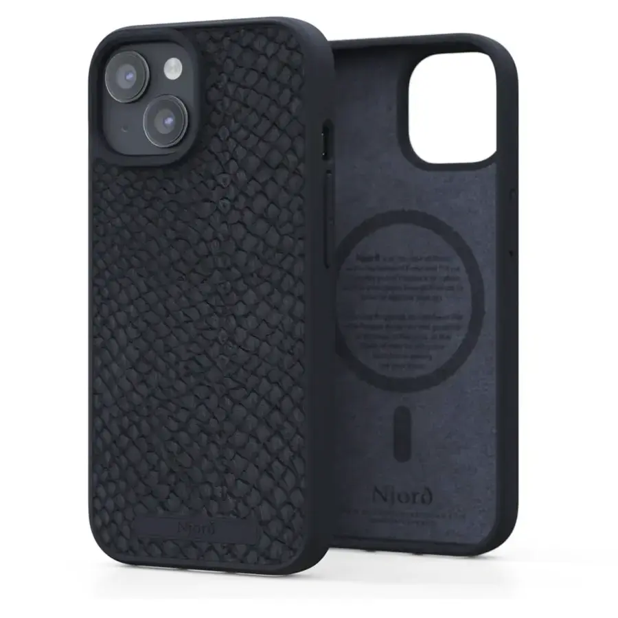Чехол Njord Salmon Leather MagSafe Case for iPhone 15 - Black (NA51SL00)
