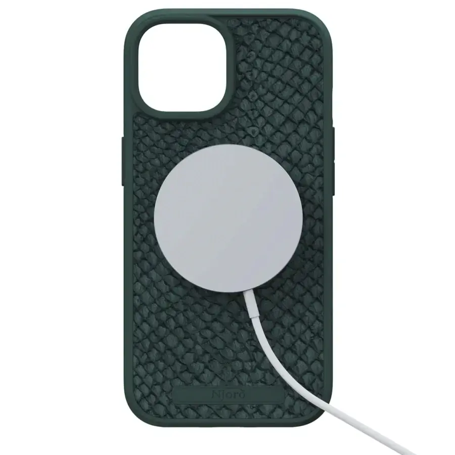 Чохол Njord Salmon Leather MagSafe Case for iPhone 15 - Dark Green (NA51SL02)
