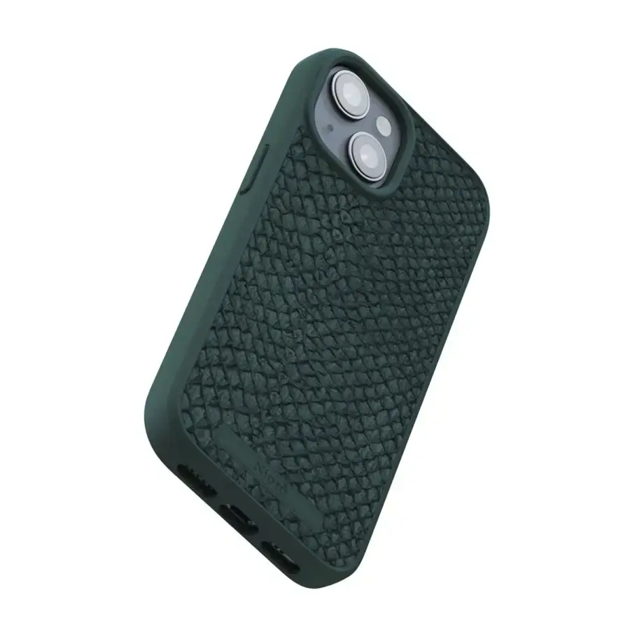 Чохол Njord Salmon Leather MagSafe Case for iPhone 15 - Dark Green (NA51SL02)