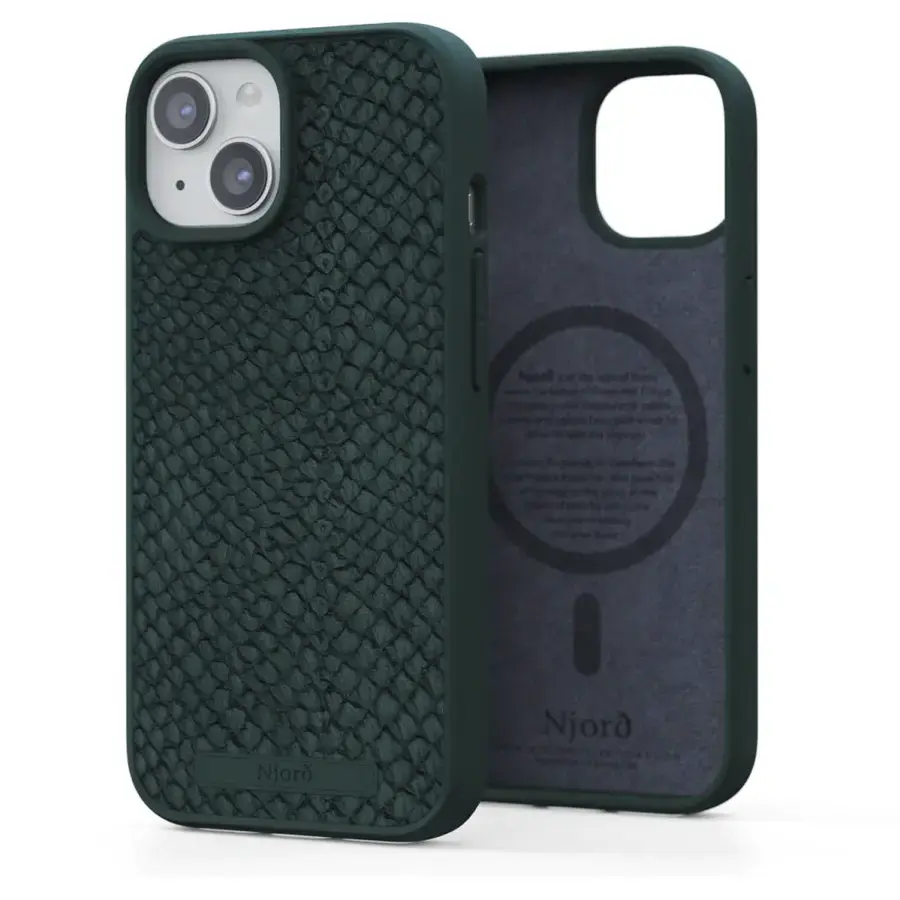 Чохол Njord Salmon Leather MagSafe Case for iPhone 15 - Dark Green (NA51SL02)