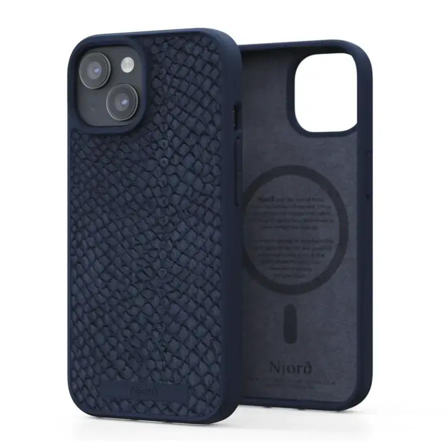 Чохол Njord Salmon Leather MagSafe Case for iPhone 15 - Petrol Blue (NA51SL01)