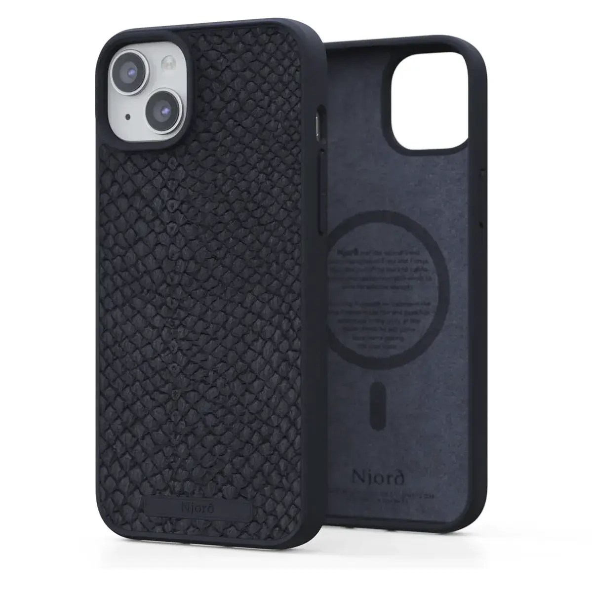 Чехол Njord Salmon Leather MagSafe Case for iPhone 15 Plus - Black (NA52SL00)