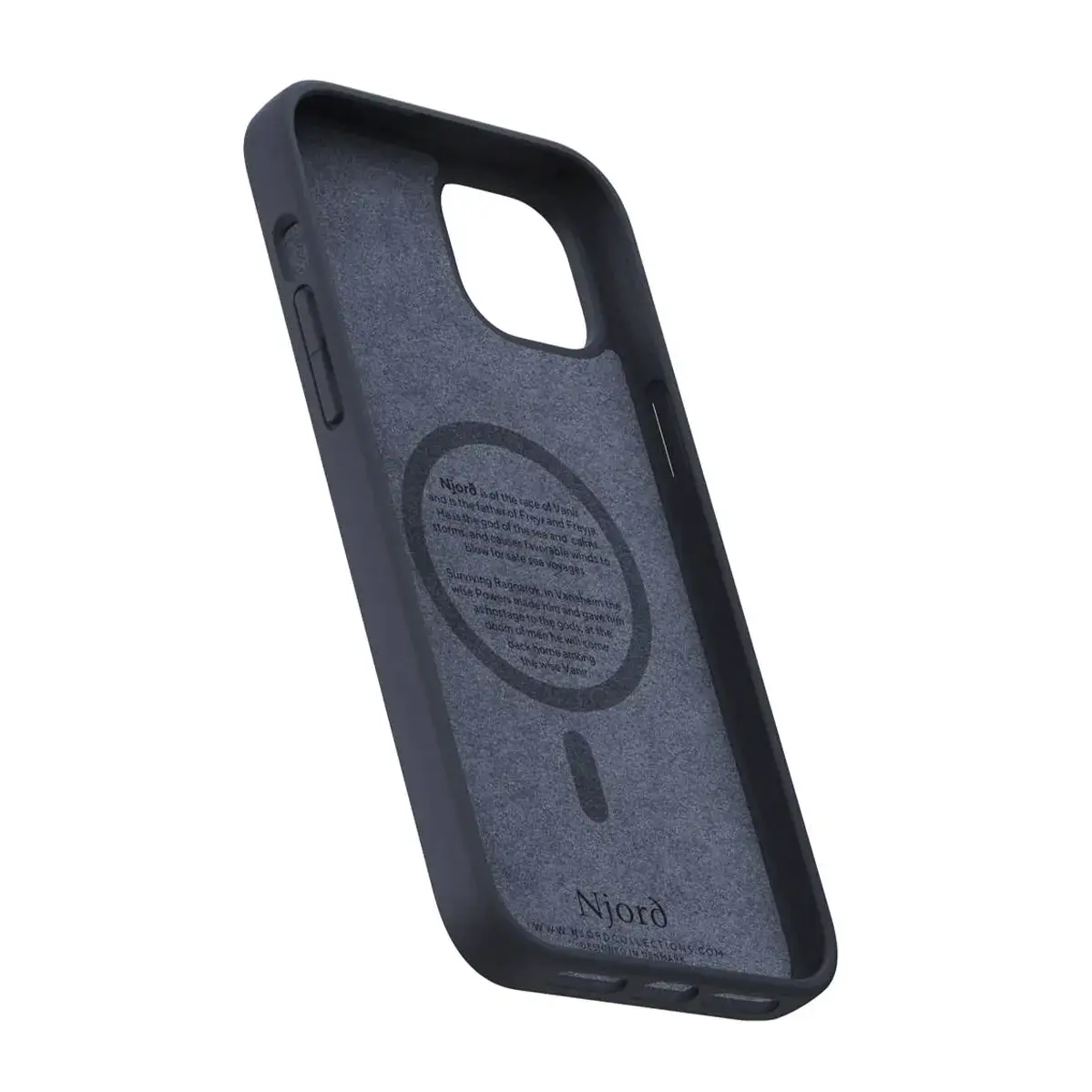 Чехол Njord Salmon Leather MagSafe Case for iPhone 15 Plus - Black (NA52SL00)