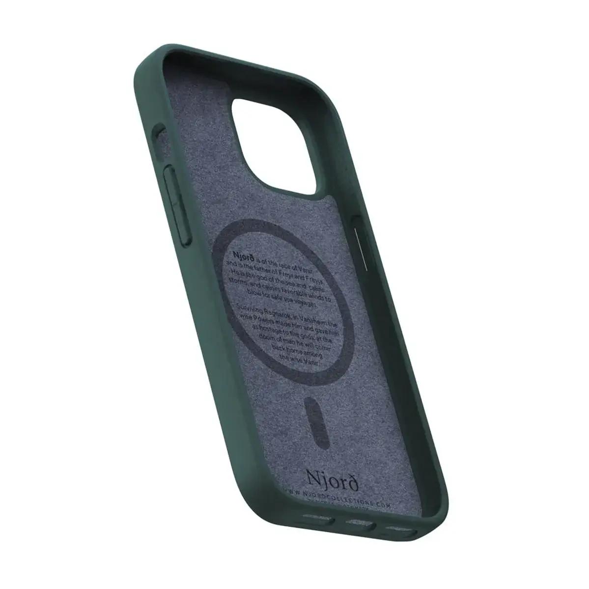 Чехол Njord Salmon Leather MagSafe Case for iPhone 15 Plus - Dark Green (NA52SL02)