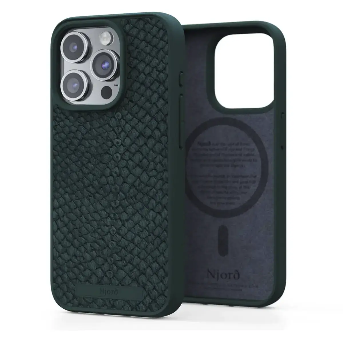 Чехол Njord Salmon Leather MagSafe Case for iPhone 15 Pro - Dark Green (NA53SL02)