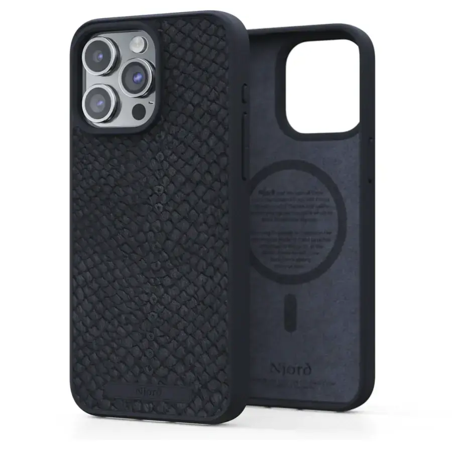 Чехол Njord Salmon Leather MagSafe Case for iPhone 15 Pro Max - Black (NA54SL00)