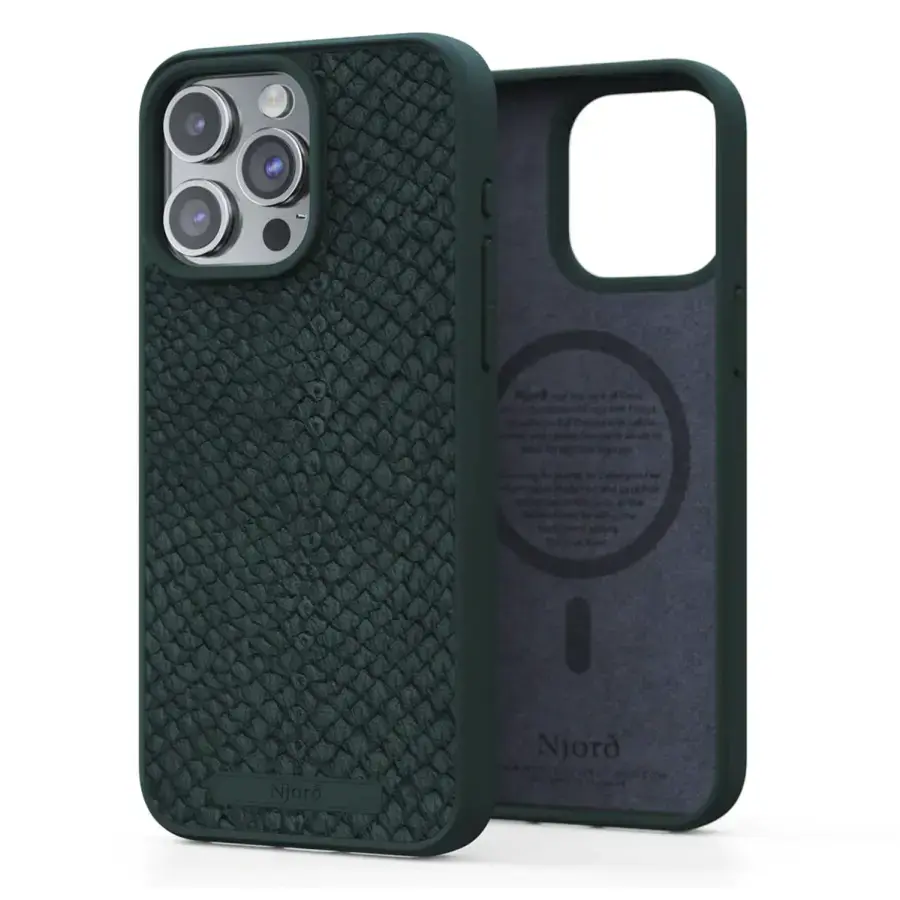 Чехол Njord Salmon Leather MagSafe Case for iPhone 15 Pro Max - Dark Green (NA54SL02)