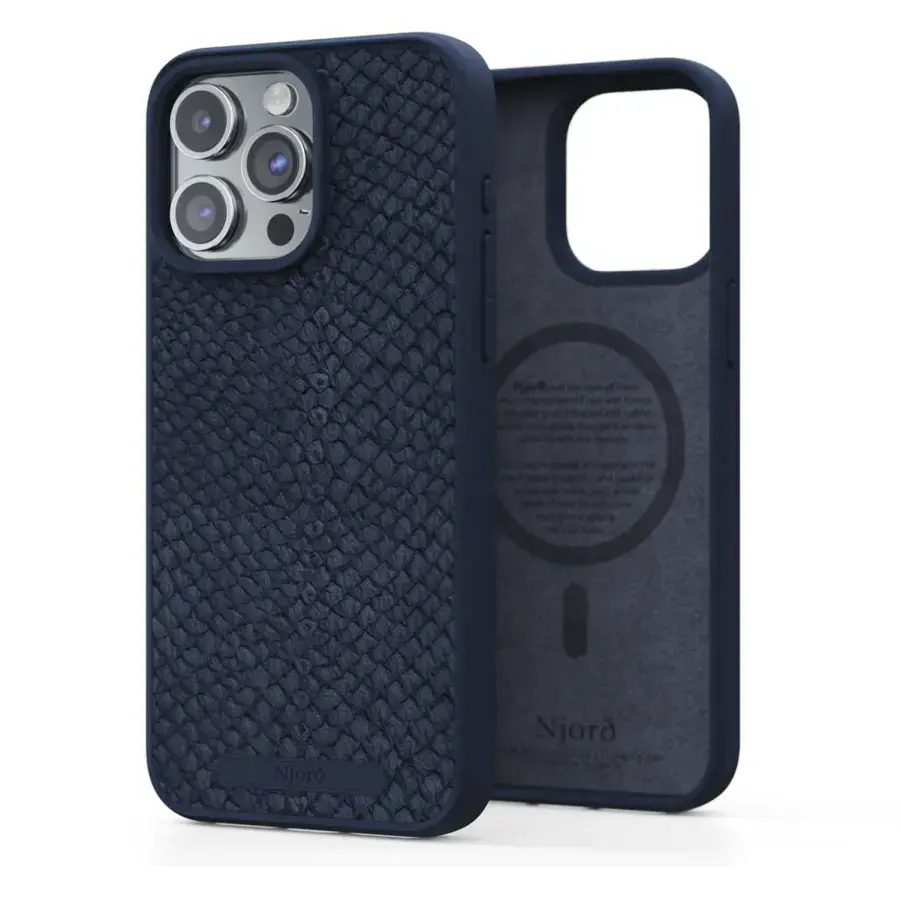 Чохол Njord Salmon Leather MagSafe Case for iPhone 15 Pro Max - Petrol Blue (NA54SL01)