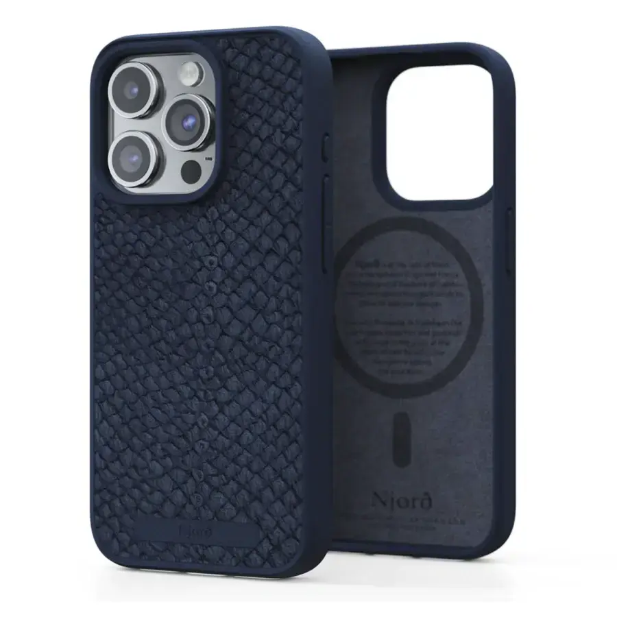 Чехол Njord Salmon Leather MagSafe Case for iPhone 15 Pro - Petrol Blue (NA53SL01)