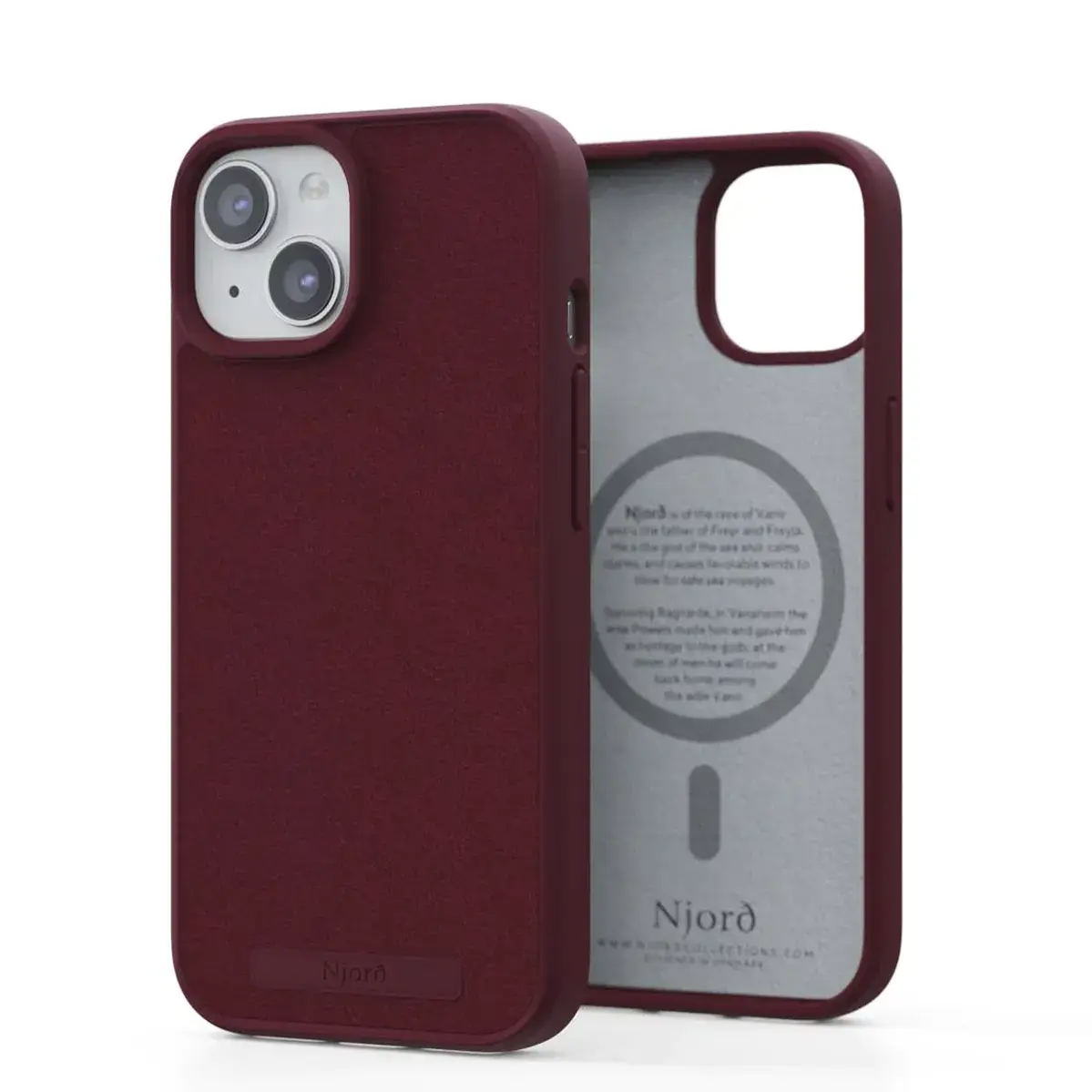 Чохол Njord Suede MagSafe Case for iPhone 15 - Crimson Red (NA51SU11)