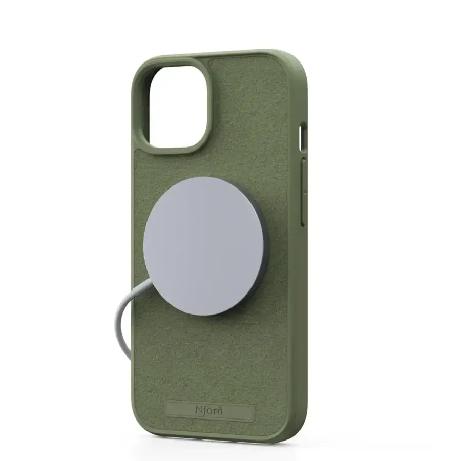 Чехол Njord Suede MagSafe Case for iPhone 15 - Olive (NA51SU06)