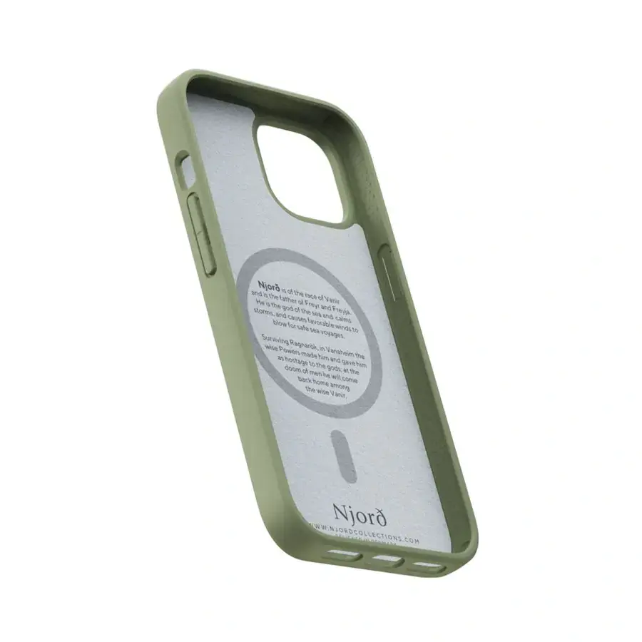 Чехол Njord Suede MagSafe Case for iPhone 15 - Olive (NA51SU06)