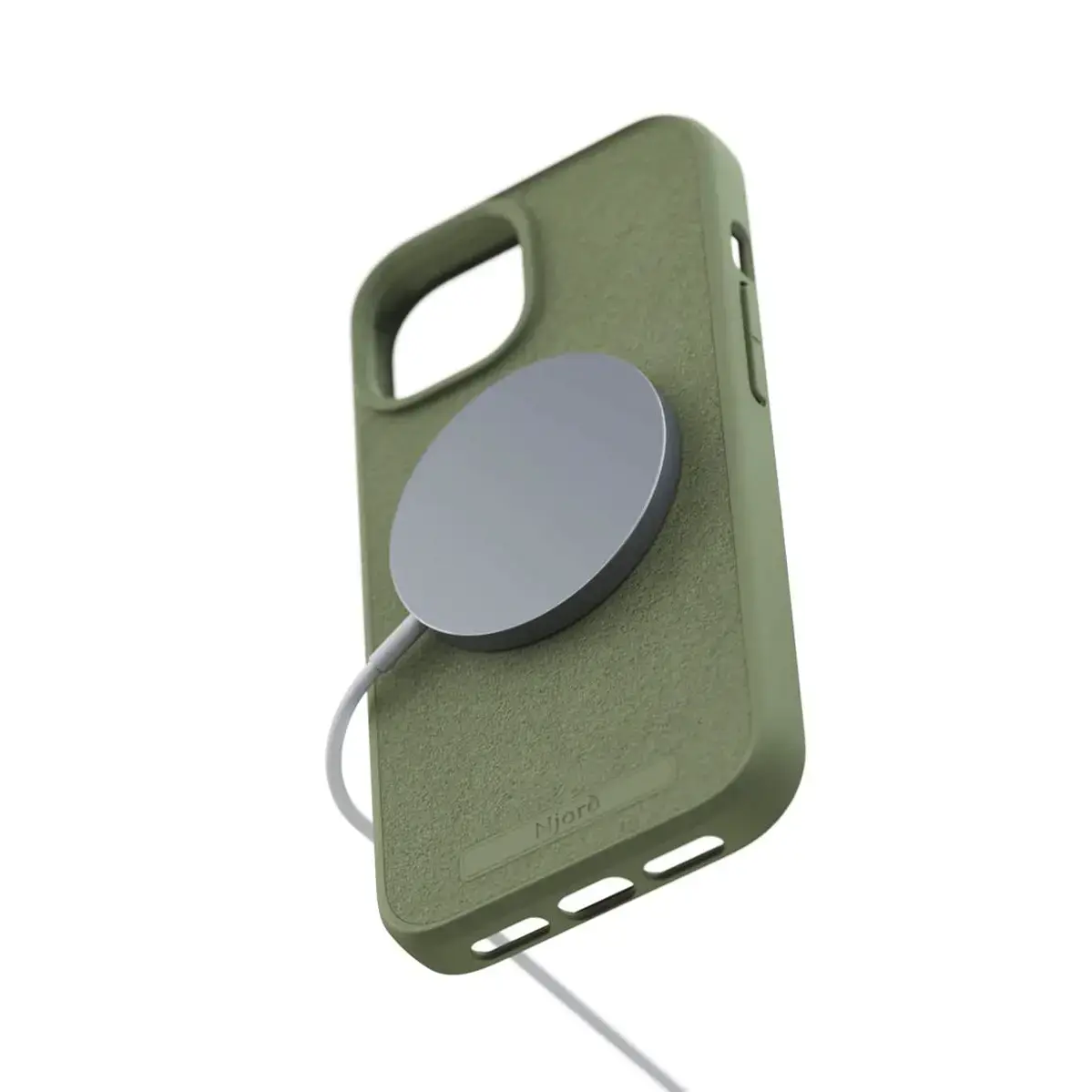 Чохол Njord Suede MagSafe Case for iPhone 15 - Olive (NA51SU06)