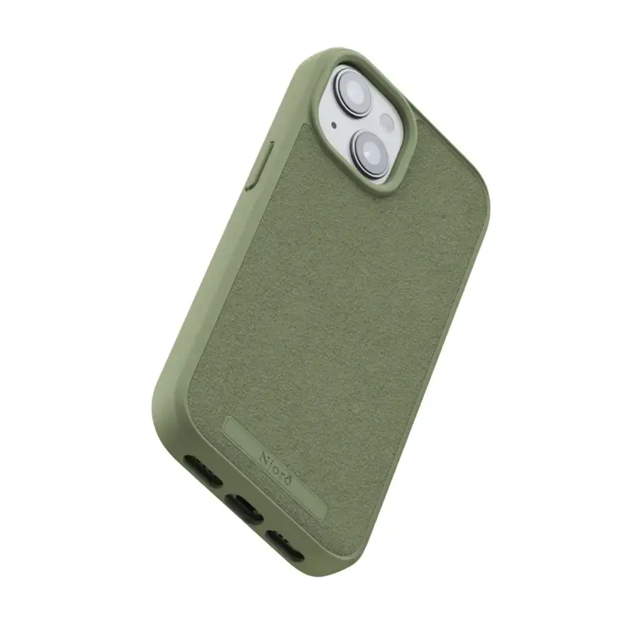 Чехол Njord Suede MagSafe Case for iPhone 15 - Olive (NA51SU06)