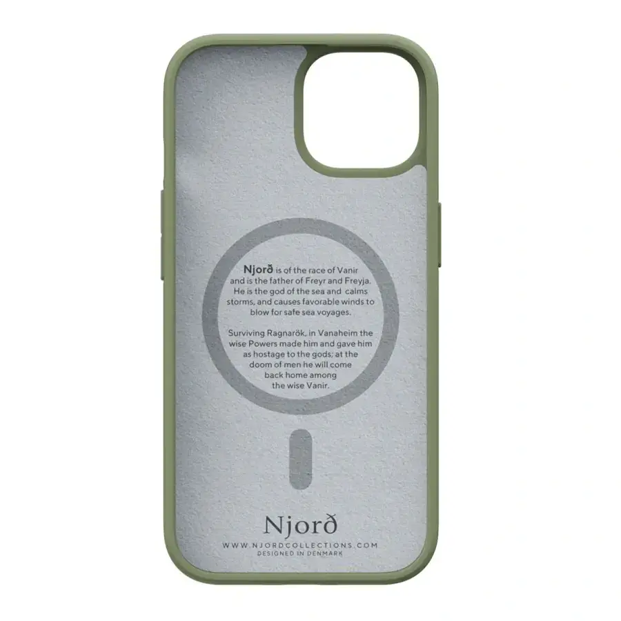 Чехол Njord Suede MagSafe Case for iPhone 15 - Olive (NA51SU06)