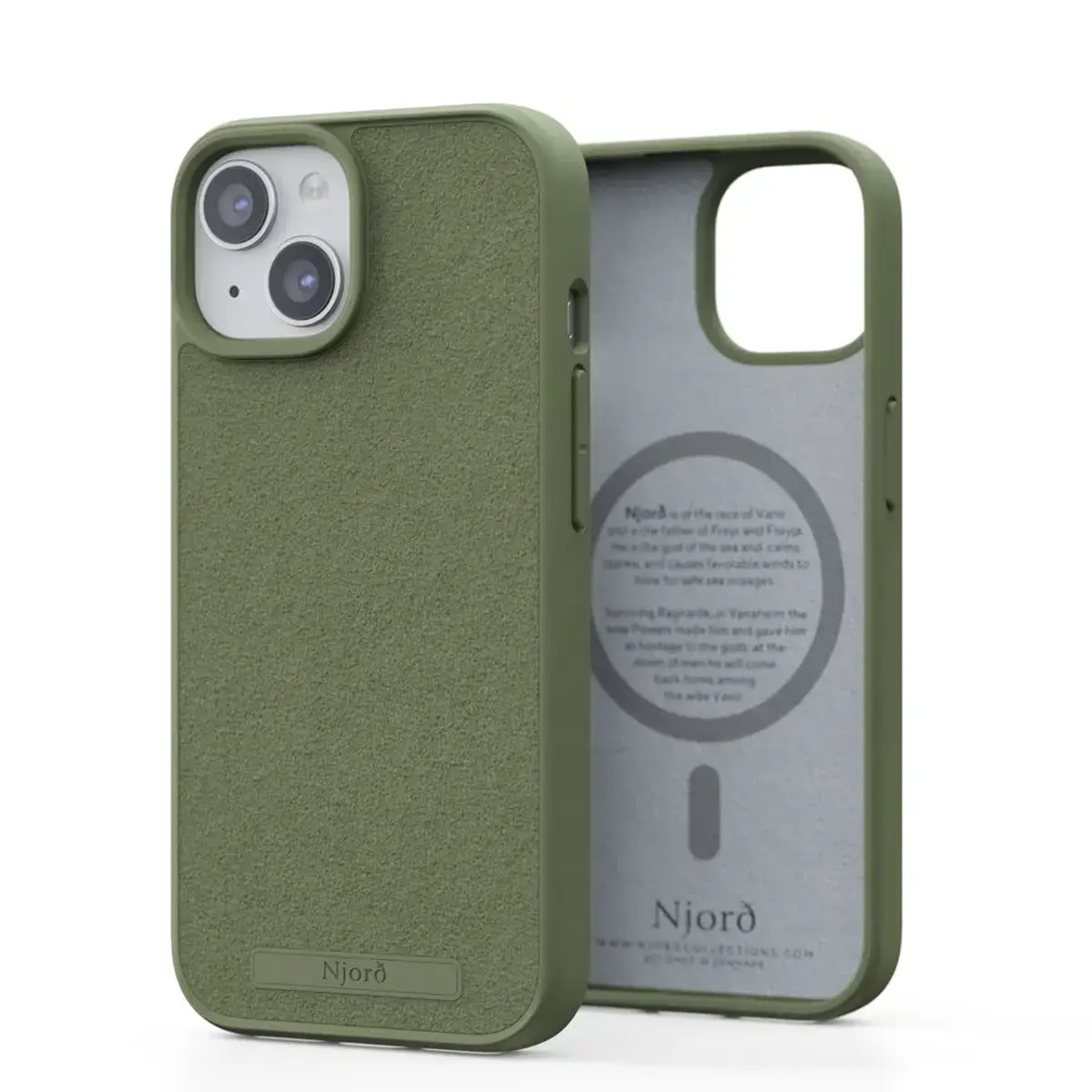 Чохол Njord Suede MagSafe Case for iPhone 15 - Olive (NA51SU06)