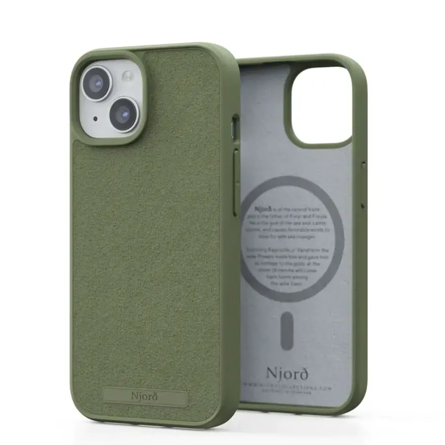 Чехол Njord Suede MagSafe Case for iPhone 15 - Olive (NA51SU06)