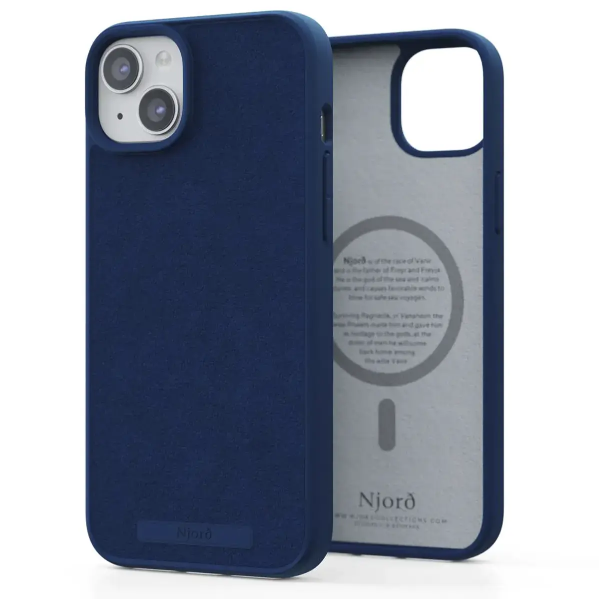 Чехол Njord Suede MagSafe Case for iPhone 15 Plus - Navy Blue (NA52SU01)