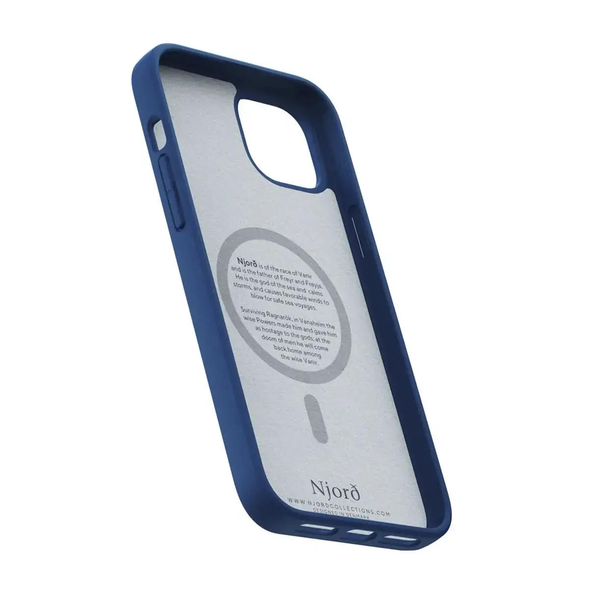 Чехол Njord Suede MagSafe Case for iPhone 15 Plus - Navy Blue (NA52SU01)