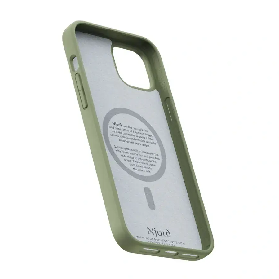 Чехол Njord Suede MagSafe Case for iPhone 15 Plus - Olive (NA52SU06)