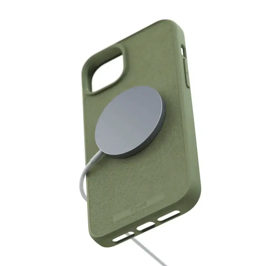Чехол Njord Suede MagSafe Case for iPhone 15 Plus - Olive (NA52SU06)