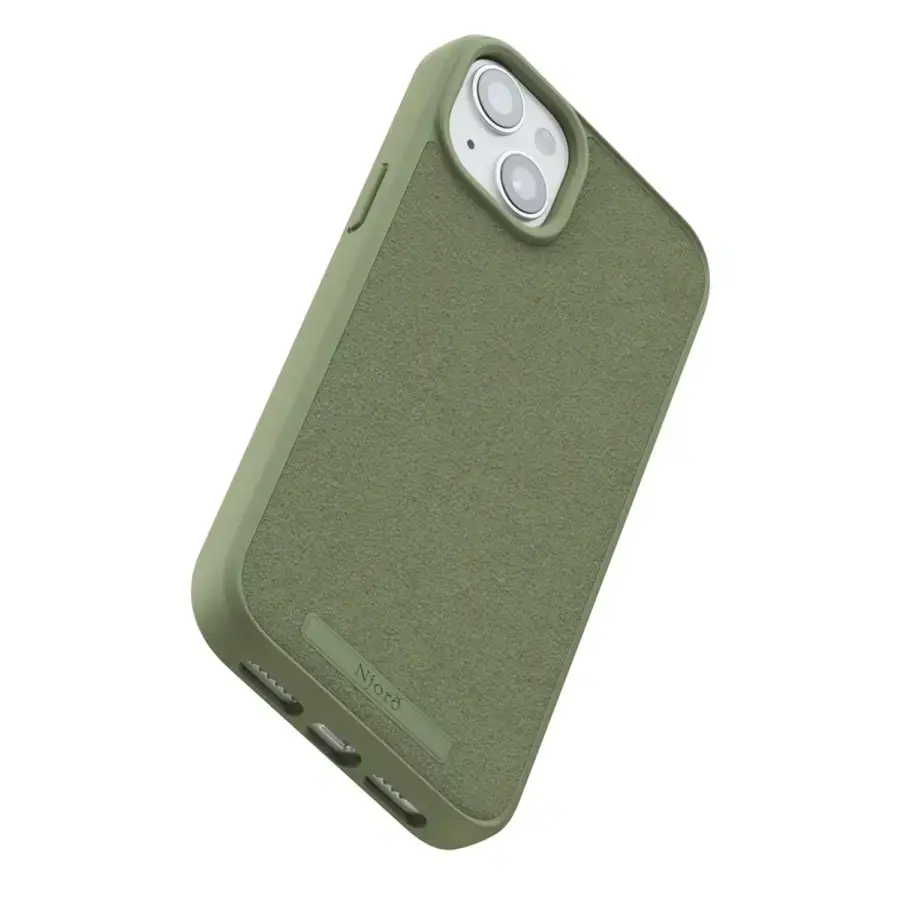Чехол Njord Suede MagSafe Case for iPhone 15 Plus - Olive (NA52SU06)